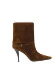 Saint Laurent Vicky Suede Leather Ankle Boots - Brown