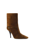 Saint Laurent Vicky Suede Leather Ankle Boots - Brown
