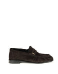 Saint Laurent Suede Leather Cassandre Le Loafers - Brown