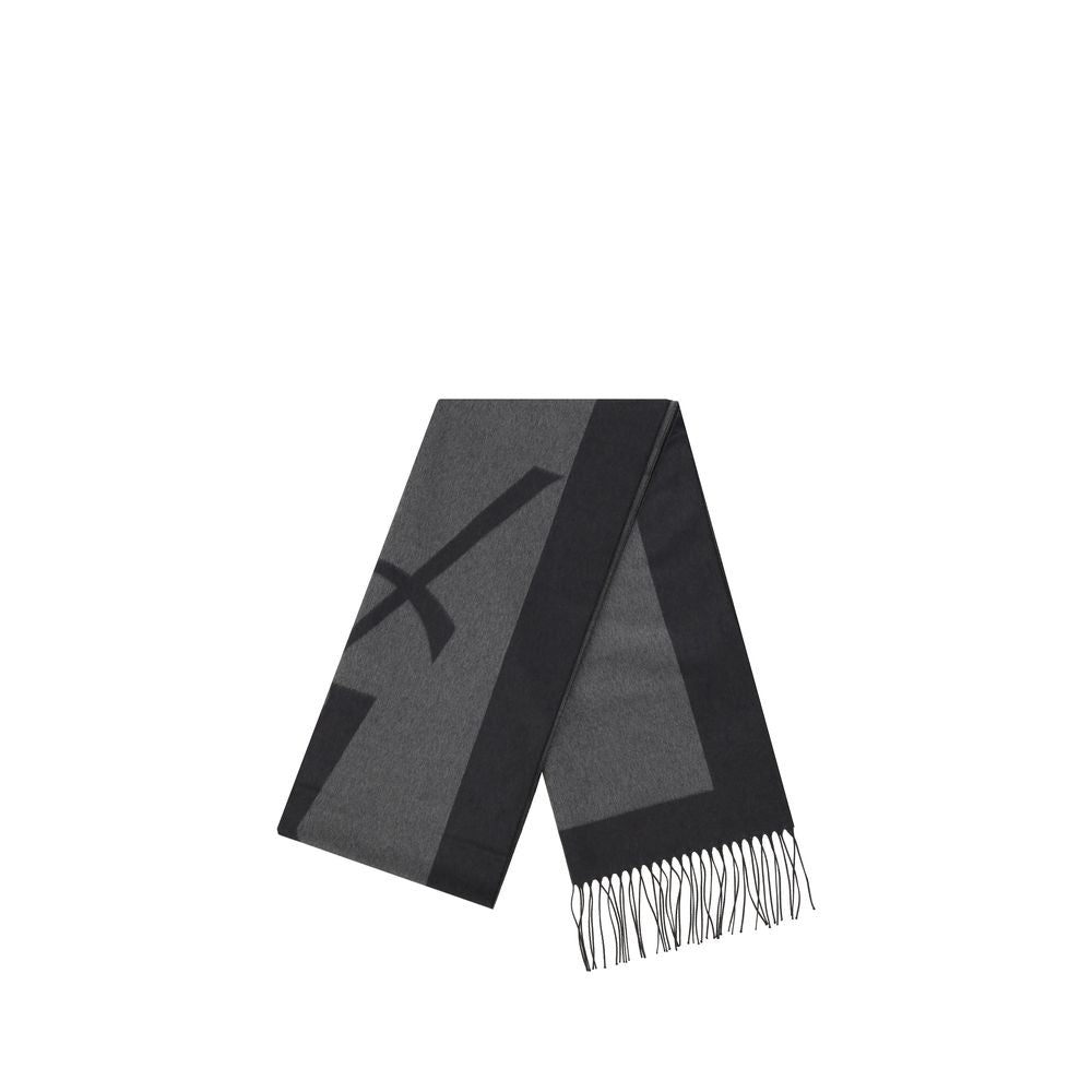 Saint Laurent Silk Cassandre Scarf - Gray/Grey