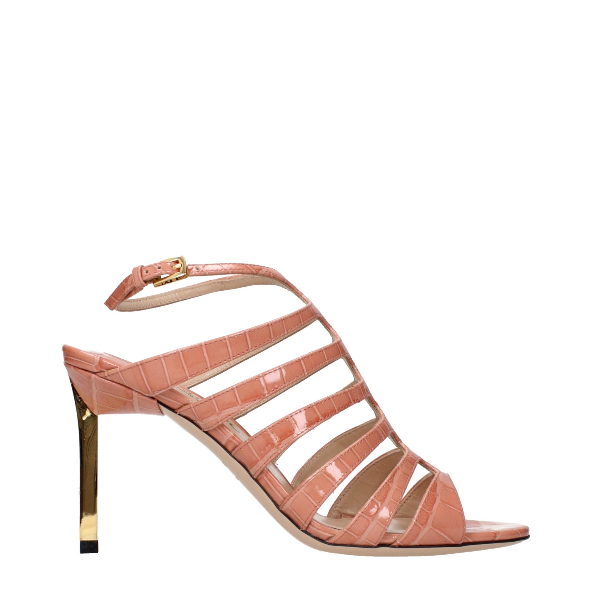 Tom Ford Crocodile Embossed Leather Stiletto Heel Sandals - Pink