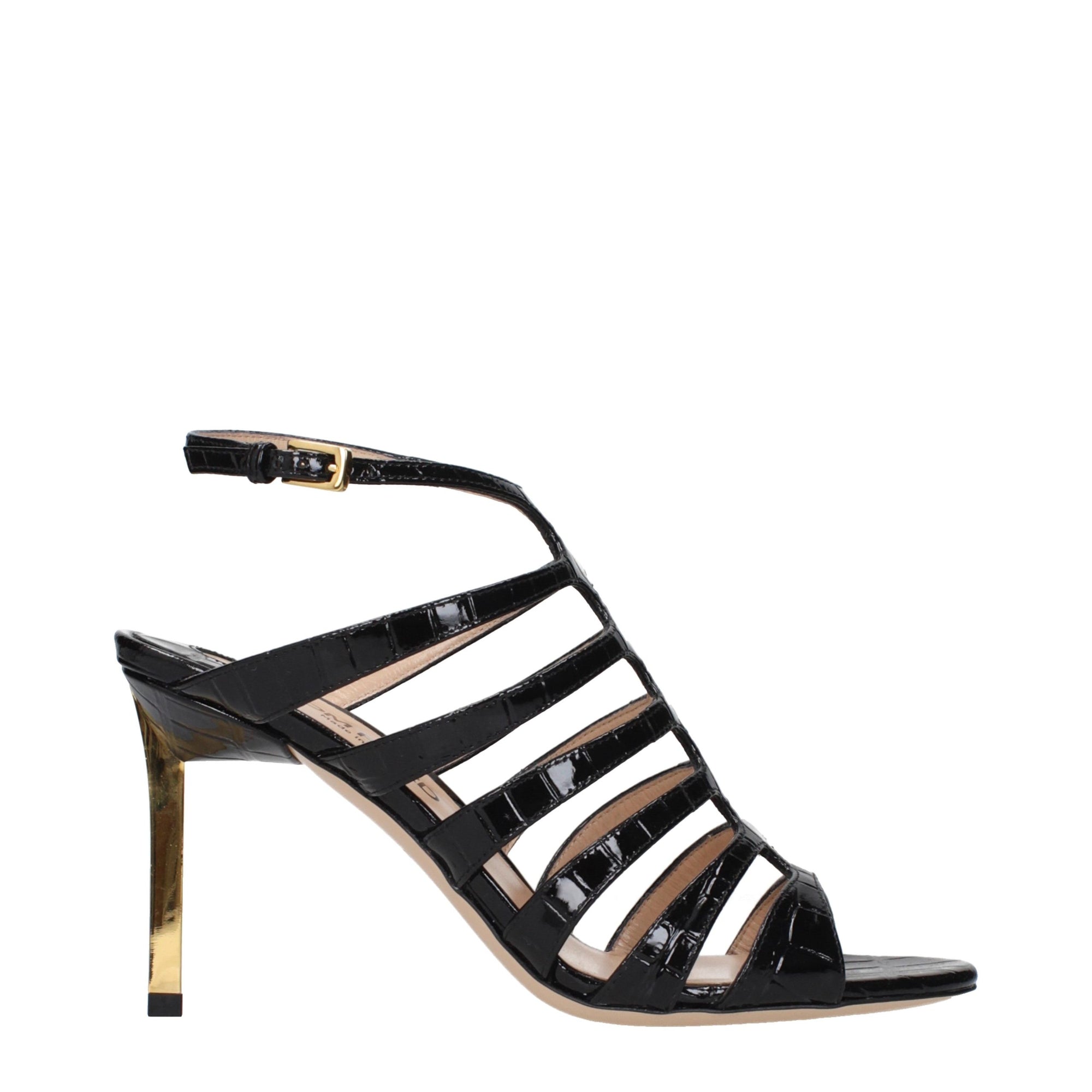 Tom Ford Crocodile Embossed Leather Stiletto Heel Sandals - Black