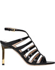 Tom Ford Crocodile Embossed Leather Stiletto Heel Sandals - Black
