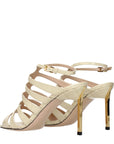 Tom Ford Crocodile Embossed Leather Stiletto Heel Sandals - Ivory/Light Beige