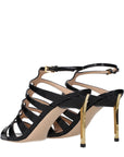 Tom Ford Crocodile Embossed Leather Stiletto Heel Sandals - Black