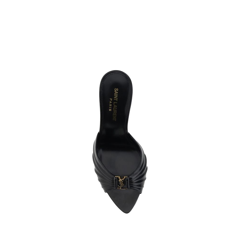 Saint Laurent Babylone Stiletto Heel Sandals - Black
