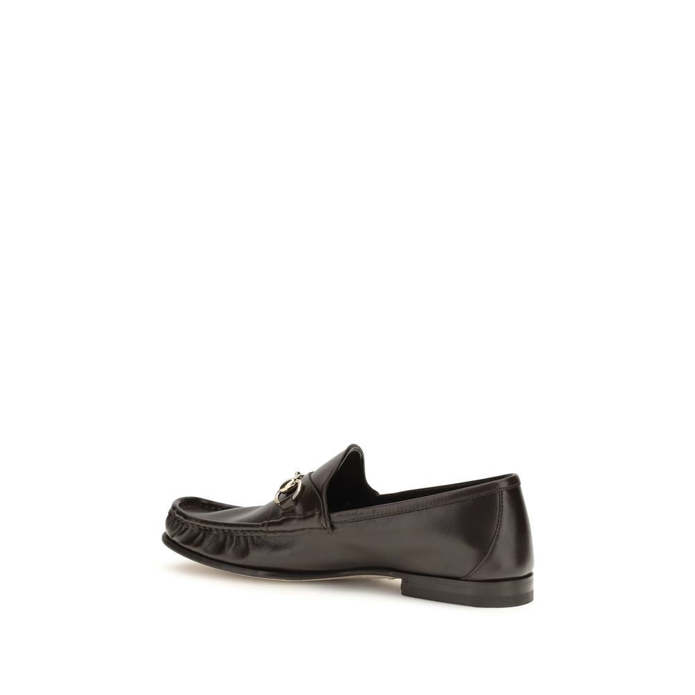 Gucci Brown Lugano Leather Loafers - Dark Brown/Chocolate