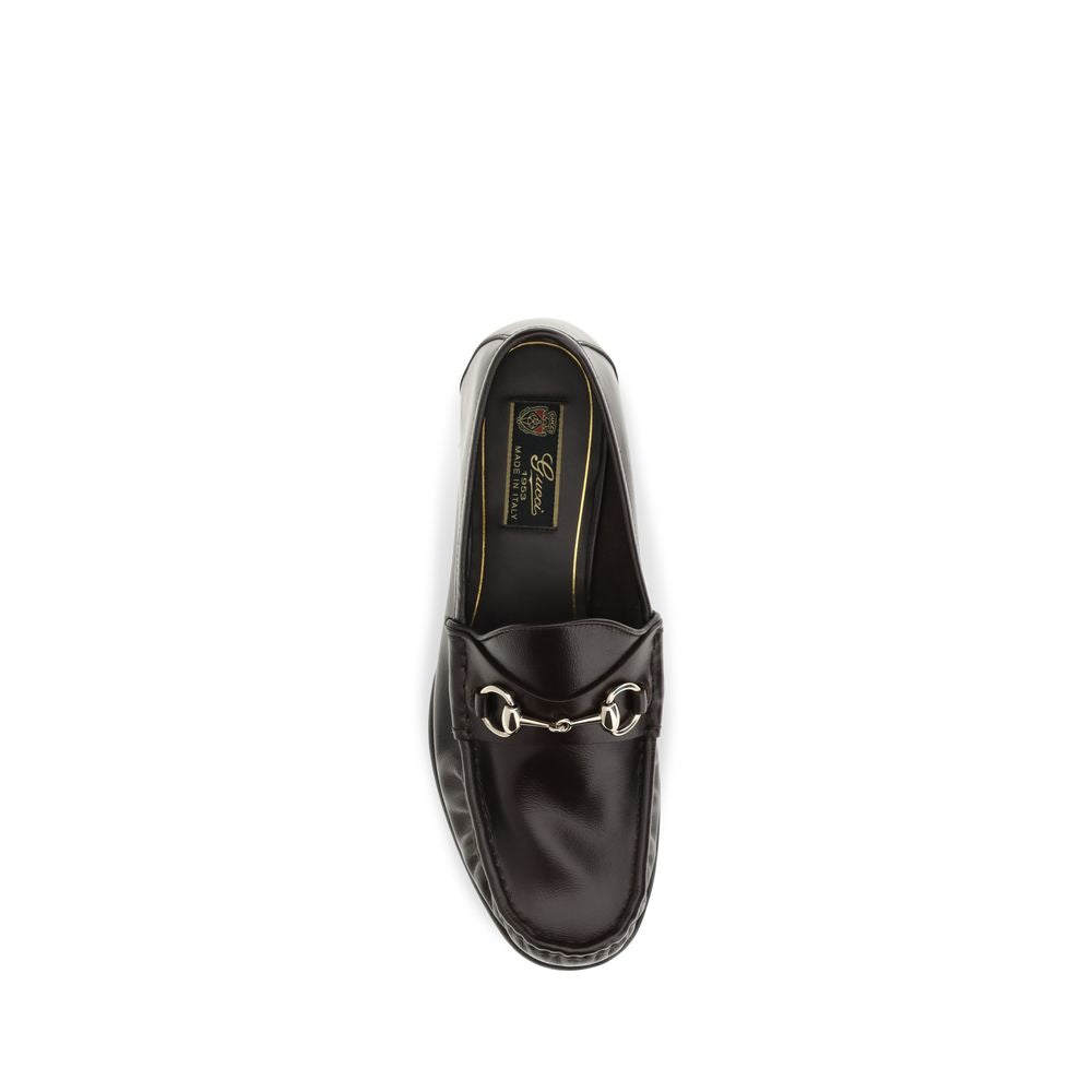 Gucci Brown Lugano Leather Loafers - Dark Brown/Chocolate
