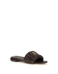 Miu Miu Matelassé Leather Flat Sandals - Brown