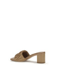 Miu Miu Matelassé Leather Block Heel Mule Sandals - Warm Beige