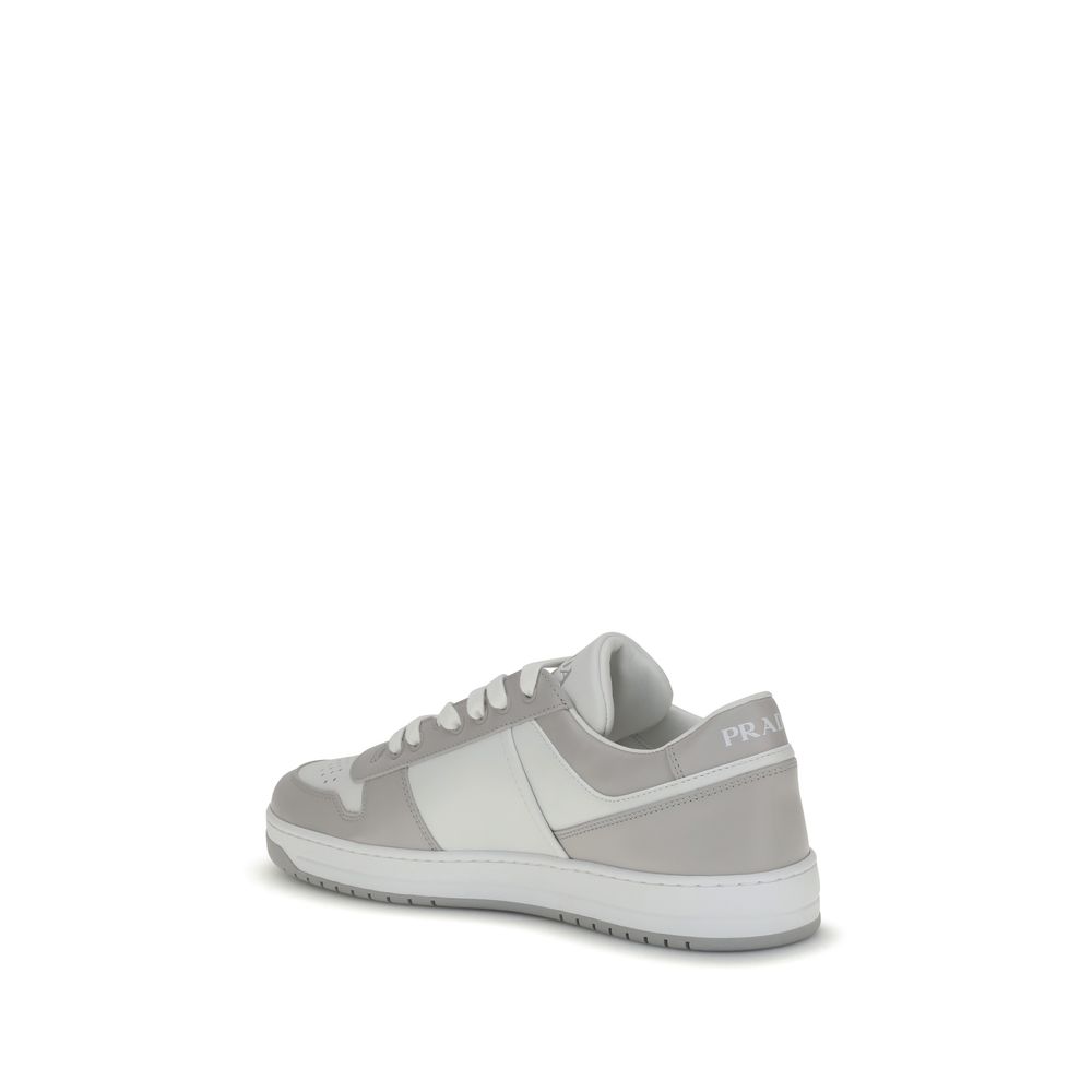Prada Leather Downtown Low Top Sneakers - Gray/Grey
