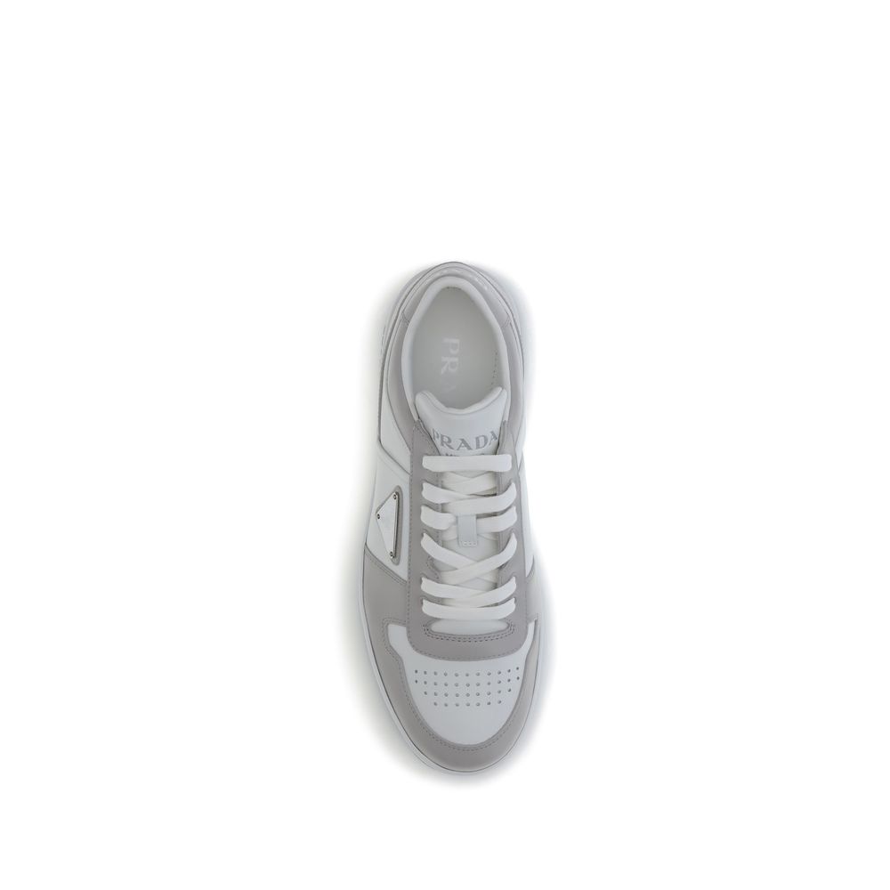 Prada Leather Downtown Low Top Sneakers - Gray/Grey