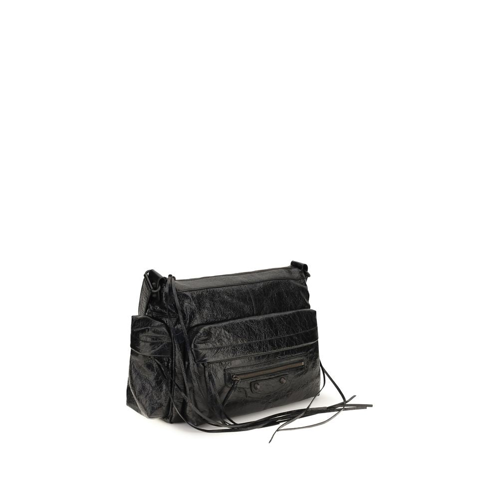 Balenciaga Le City Multipocket Medium Leather Shoulder Bag - Black