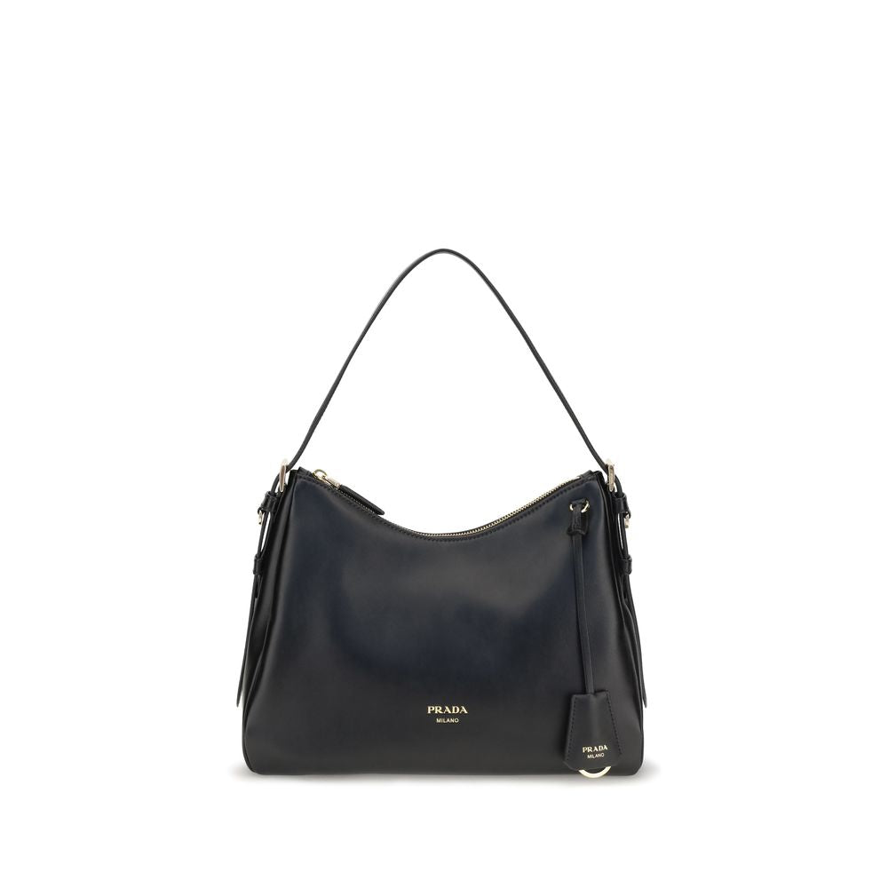 Prada Medium Leather Aimée Shoulder Bag - Black