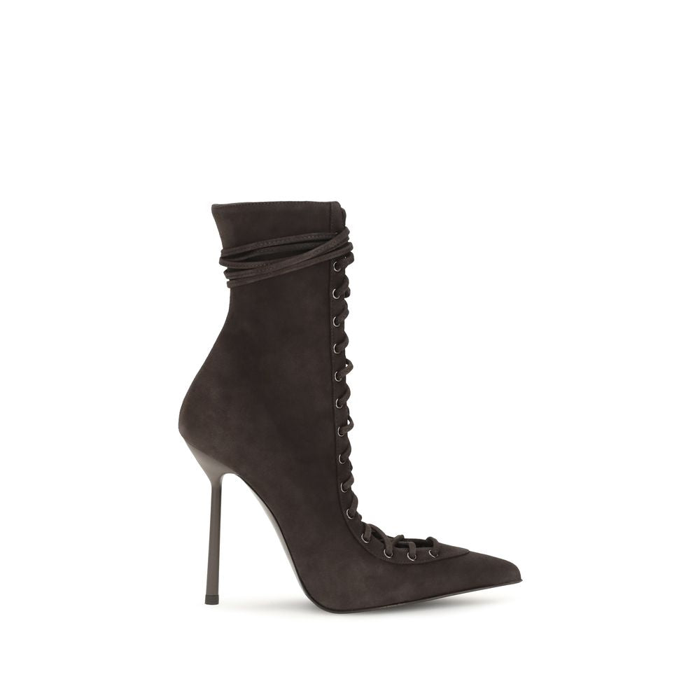 LE SILLA Colette Lace-Up Leather Stiletto Heel Boots - Deep Brown