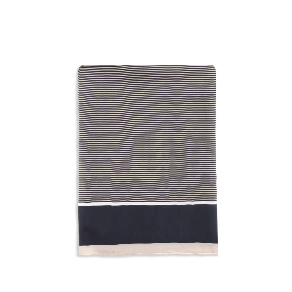 Saint Laurent Silk Striped Cassandre Scarf - Blue