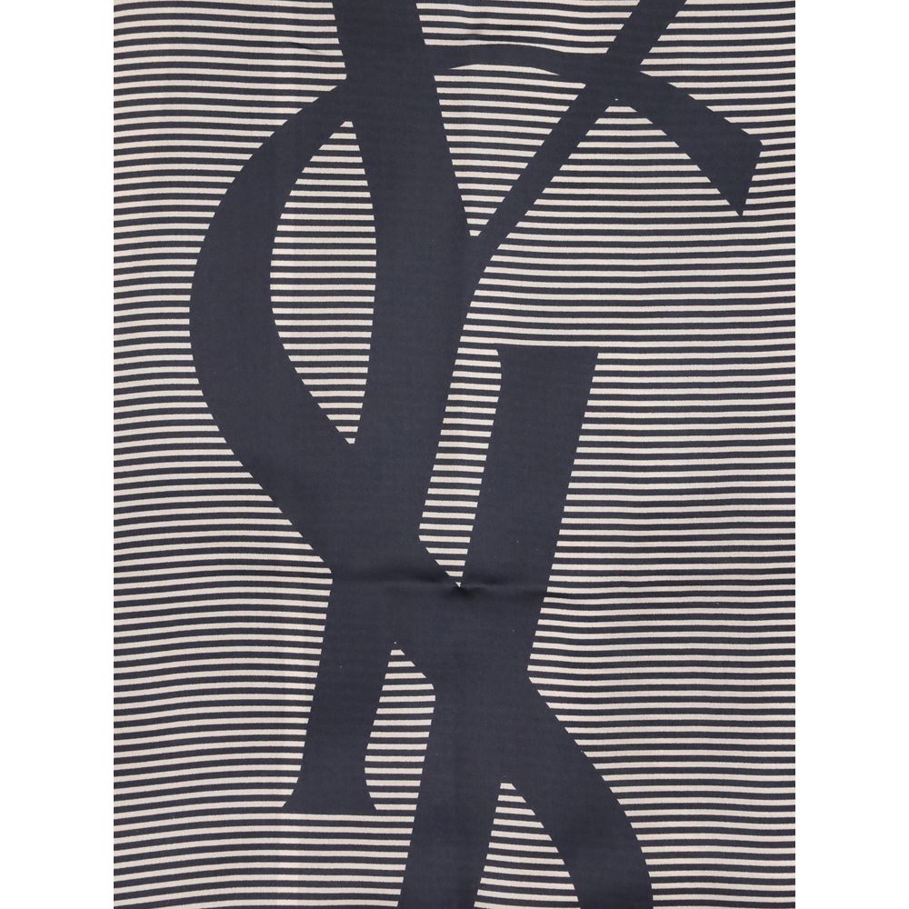 Saint Laurent Silk Striped Cassandre Scarf - Blue