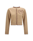 Chloé Wool Heart Logo Cardigan - Beige