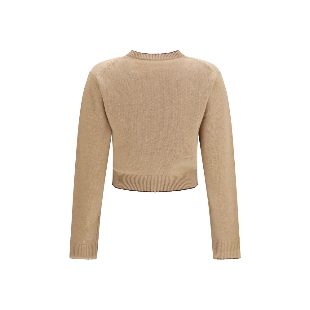 Chloé Wool Heart Logo Cardigan - Beige