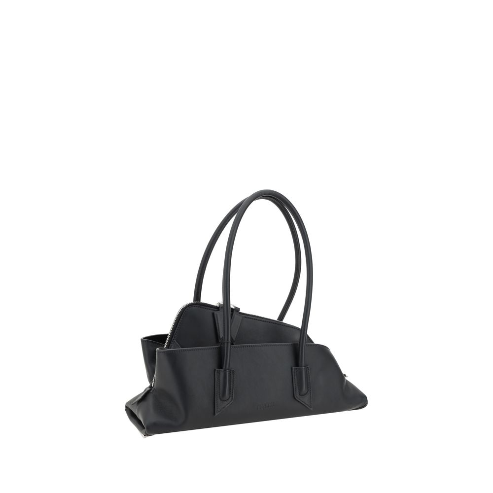 The Attico La Passeggiata Leather Small Top Handle Handbag - Black
