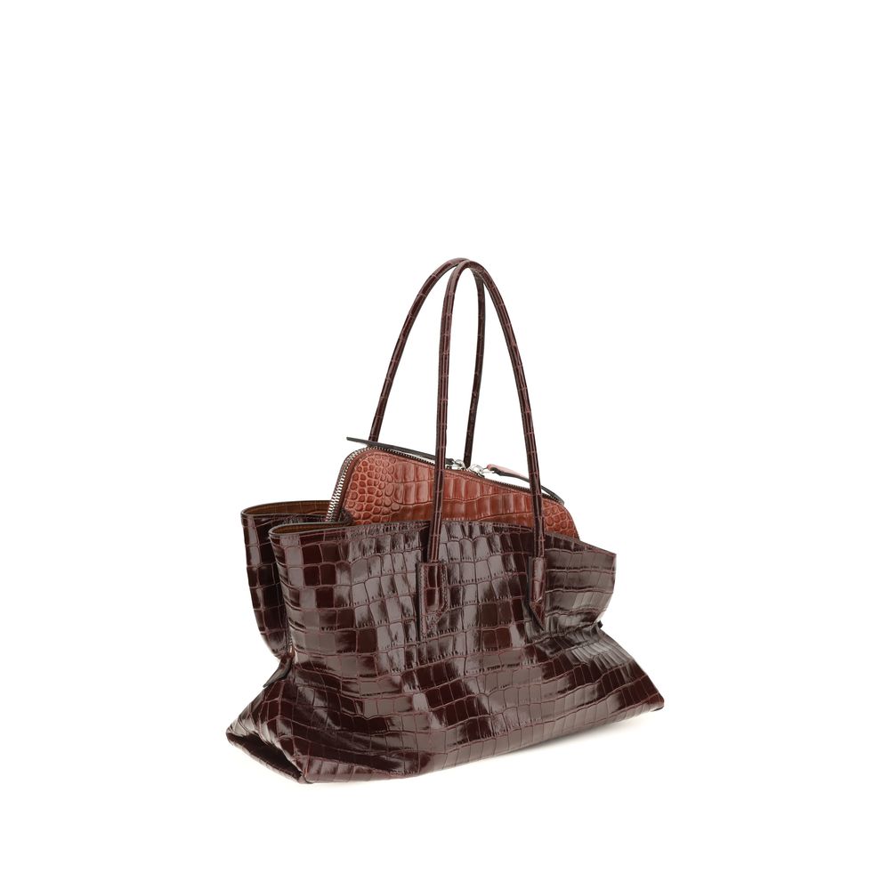 The Attico La Passeggiata Croc Embossed Leather Medium Top Handle Handbag - Two-Tone