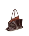 The Attico La Passeggiata Croc Embossed Leather Medium Top Handle Handbag - Bordeaux