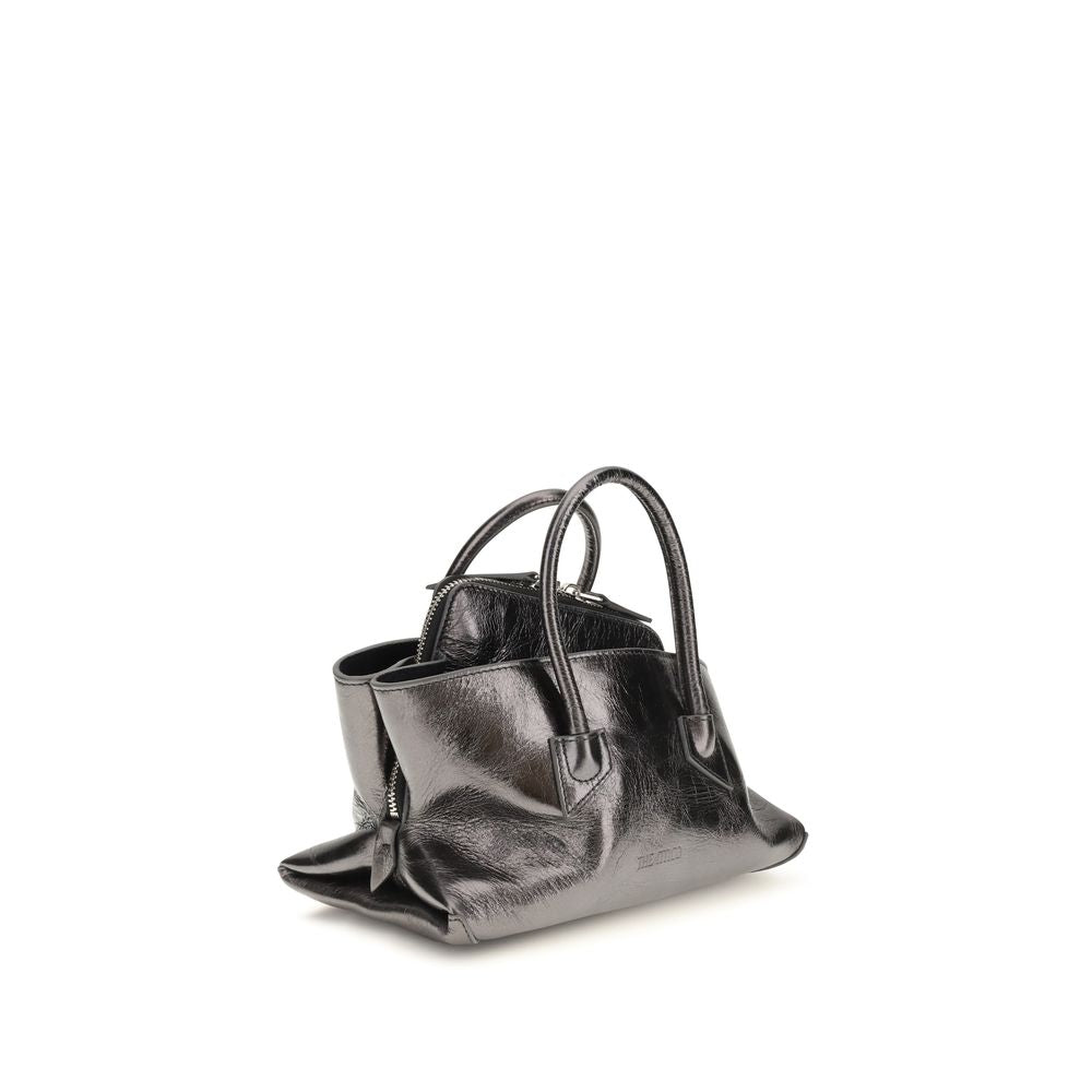 The Attico La Passeggiata Leather Mini Top Handle Handbag - Pewter Gray/Grey