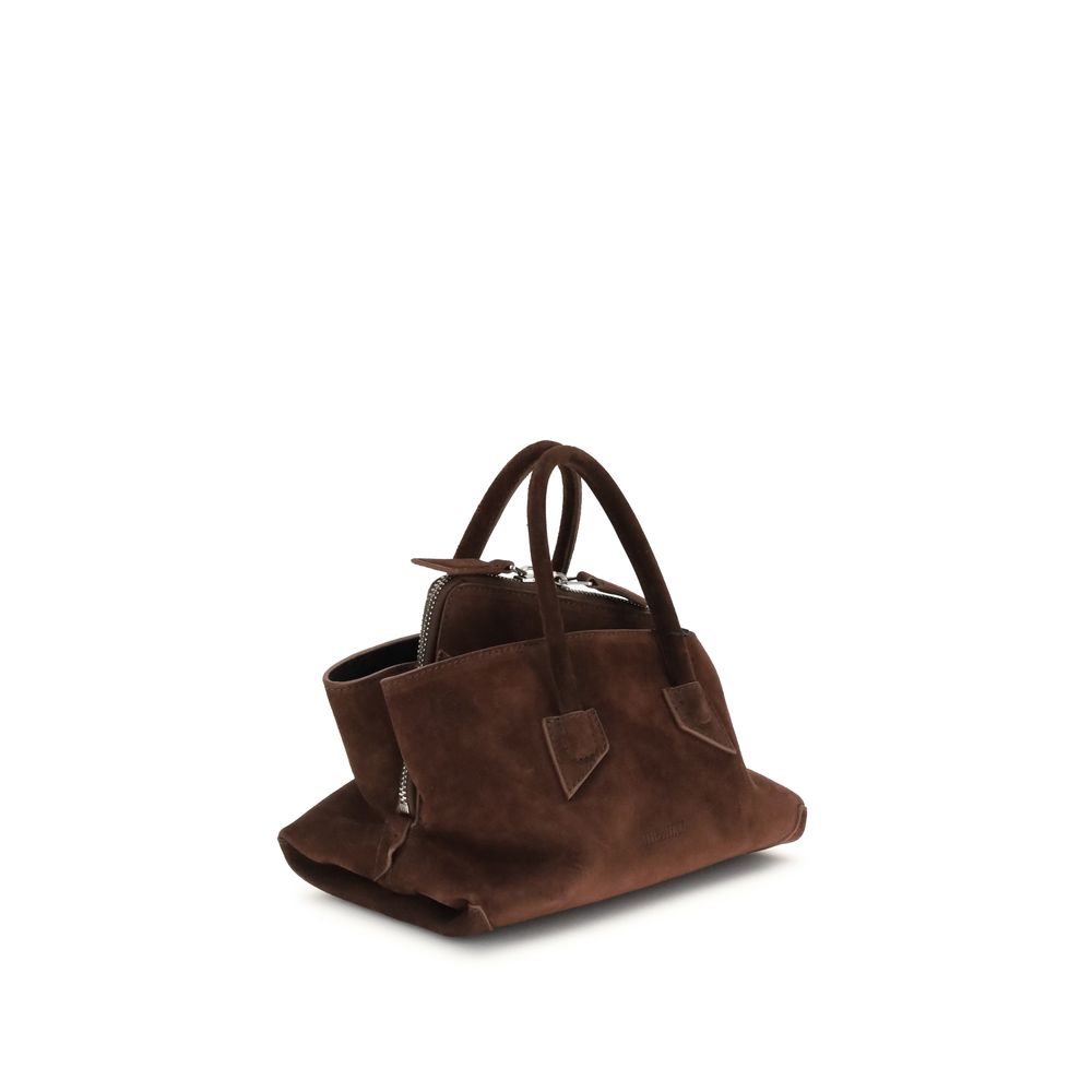 The Attico La Passeggiata Suede Leather Mini Top Handle Handbag - Choc Brown
