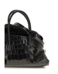 The Attico La Passeggiata Croc Embossed Leather Mini  Top Handle Handbag - Black