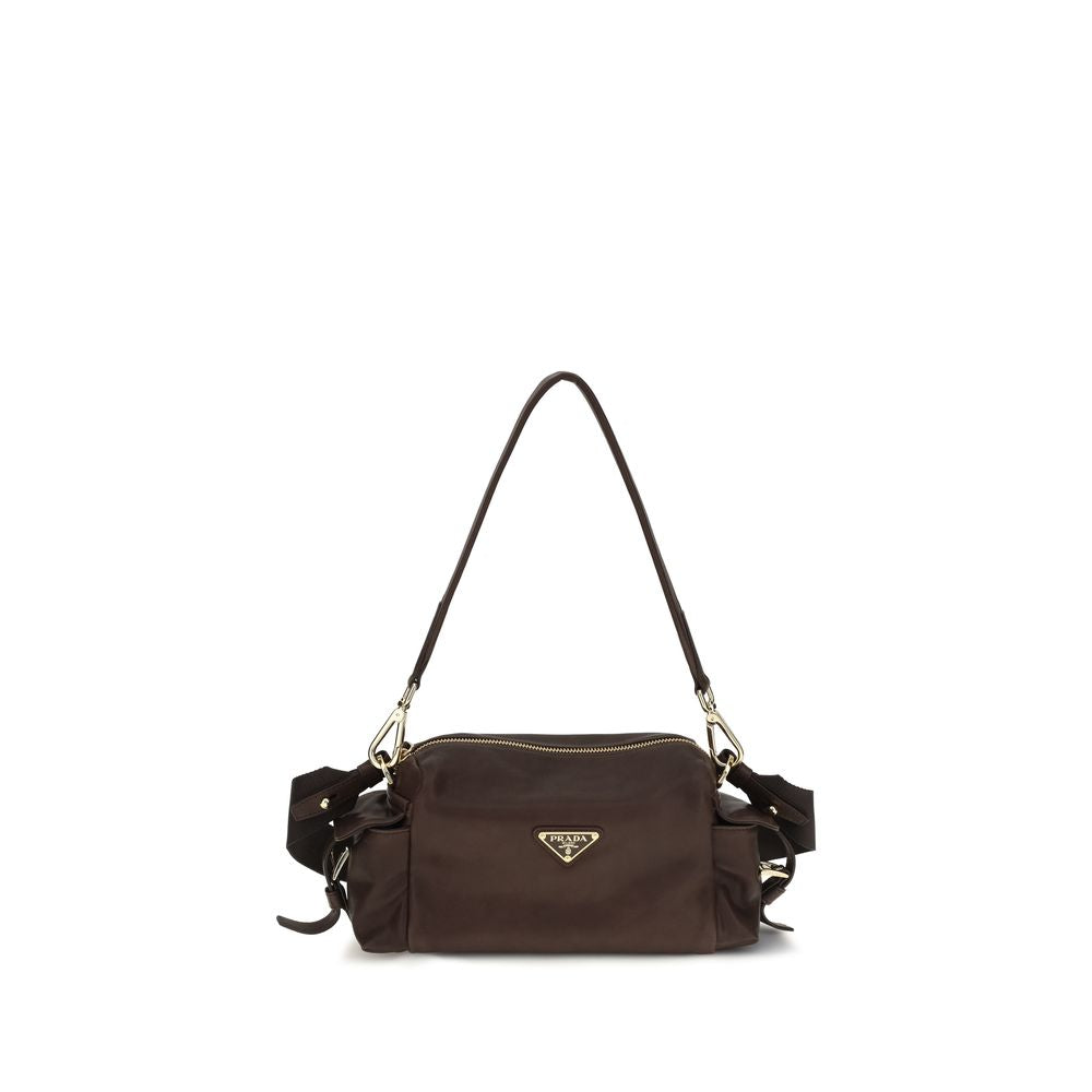 Prada Leather Explore Shoulder Bag - Dark Brown