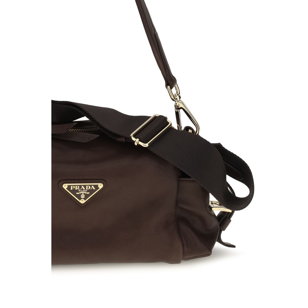Prada Leather Explore Shoulder Bag - Dark Brown