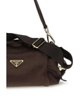 Prada Leather Explore Shoulder Bag - Dark Brown