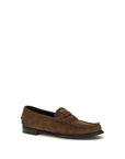 Prada Leather Suede Slip-On Loafers - Dark Brown