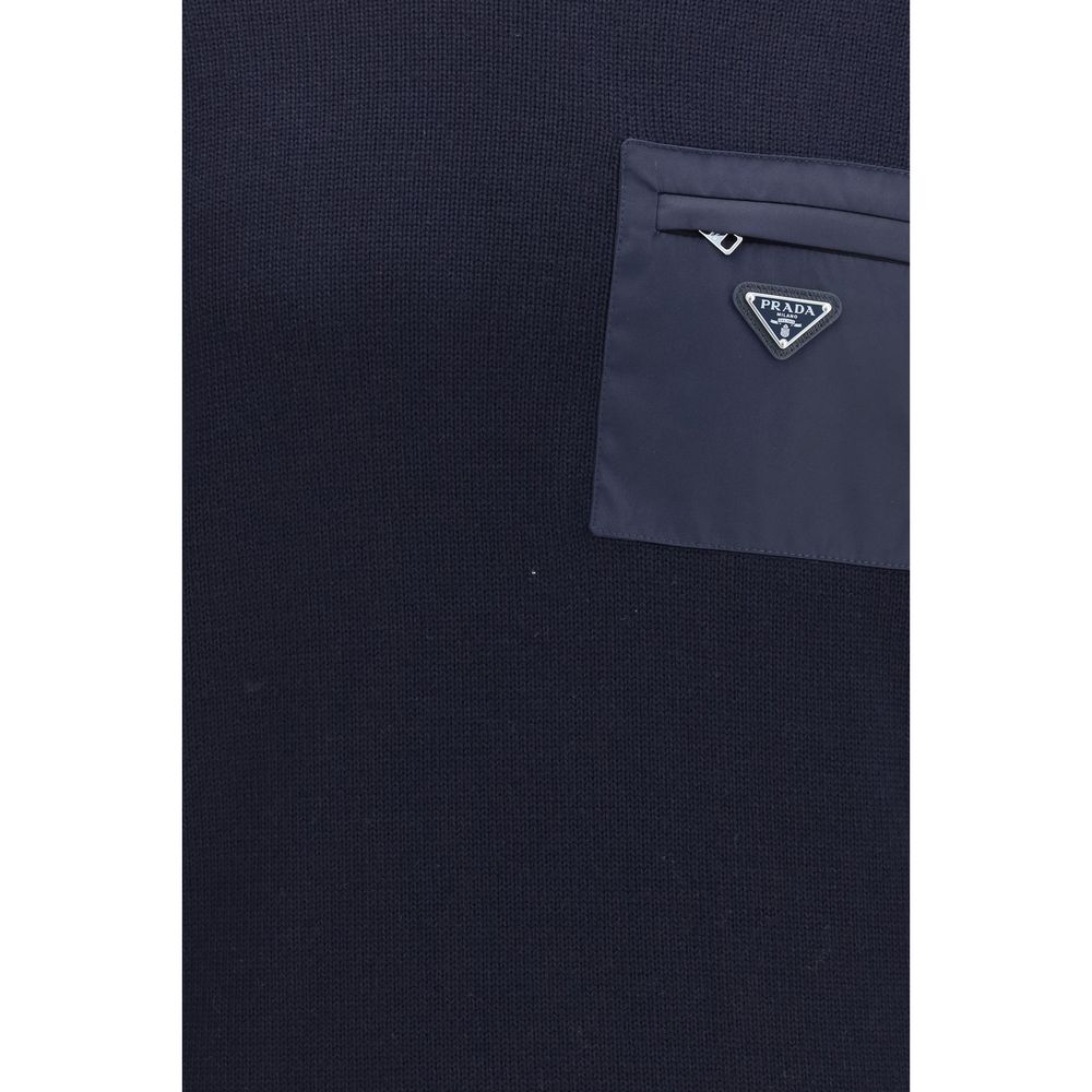 Prada Chest Pocket Wool Sweater - Blue