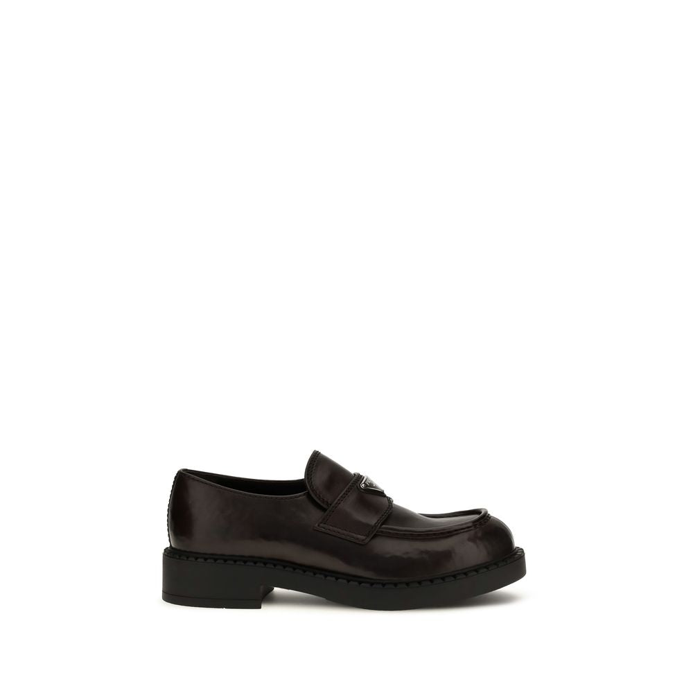 Prada Leather Brushed Slip-On Loafers - Brown