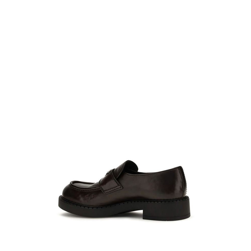 Prada Leather Brushed Slip-On Loafers - Brown