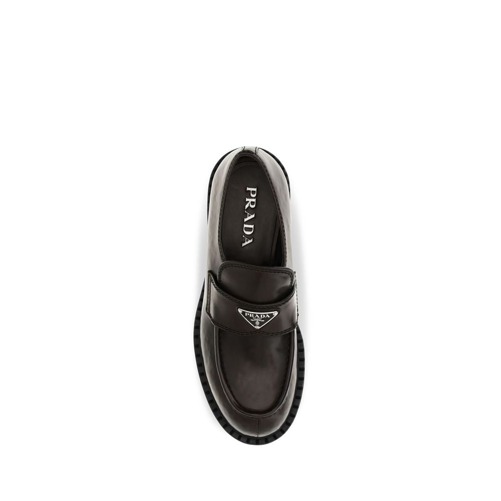 Prada Leather Brushed Slip-On Loafers - Brown