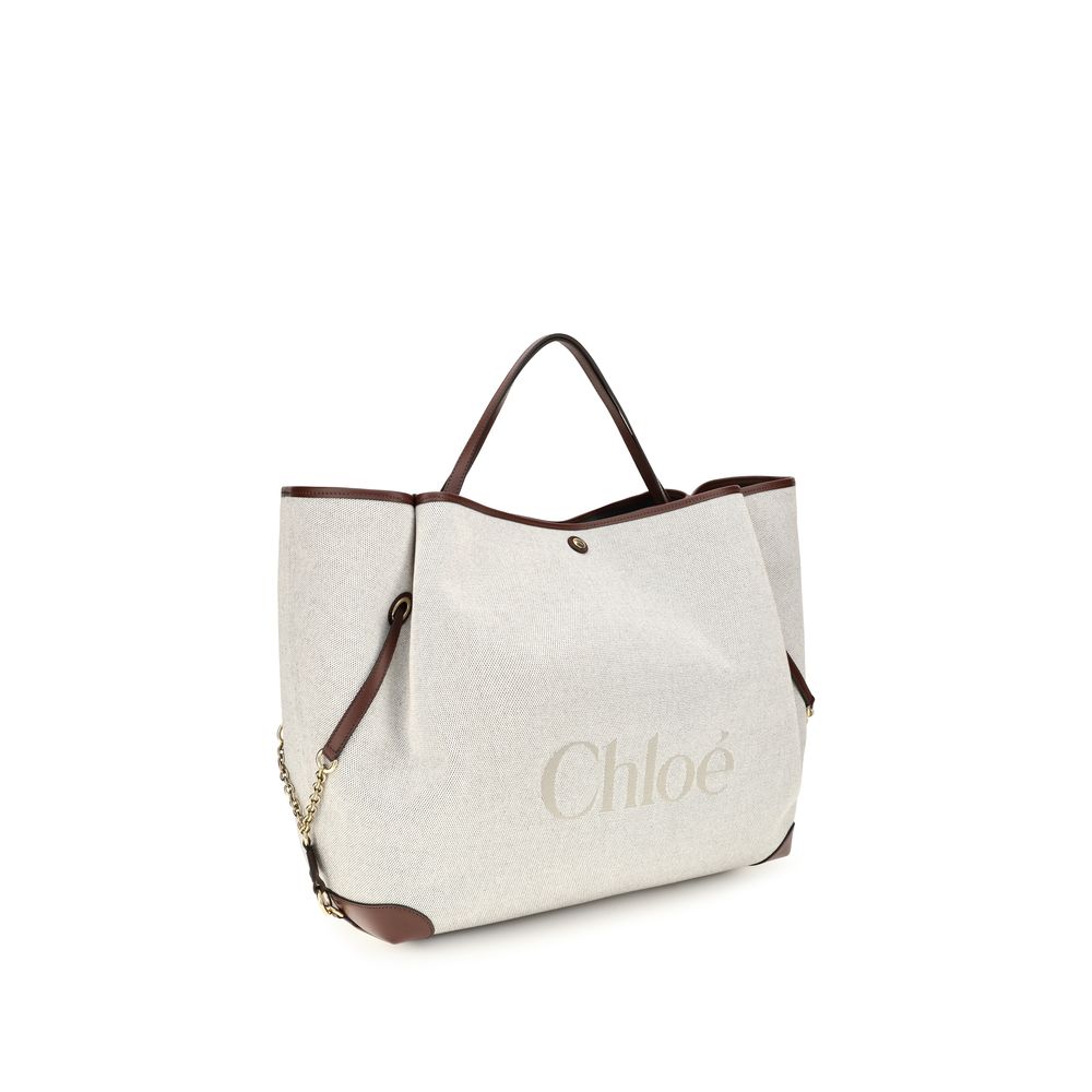 Chloé Clover Large Canvas Tote &amp; Shoulder Bag - Ivory/Beige