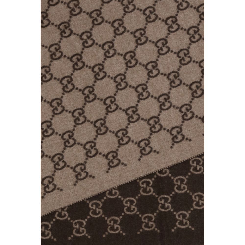 Gucci Cashmere GG Pattern Scarf - Brown