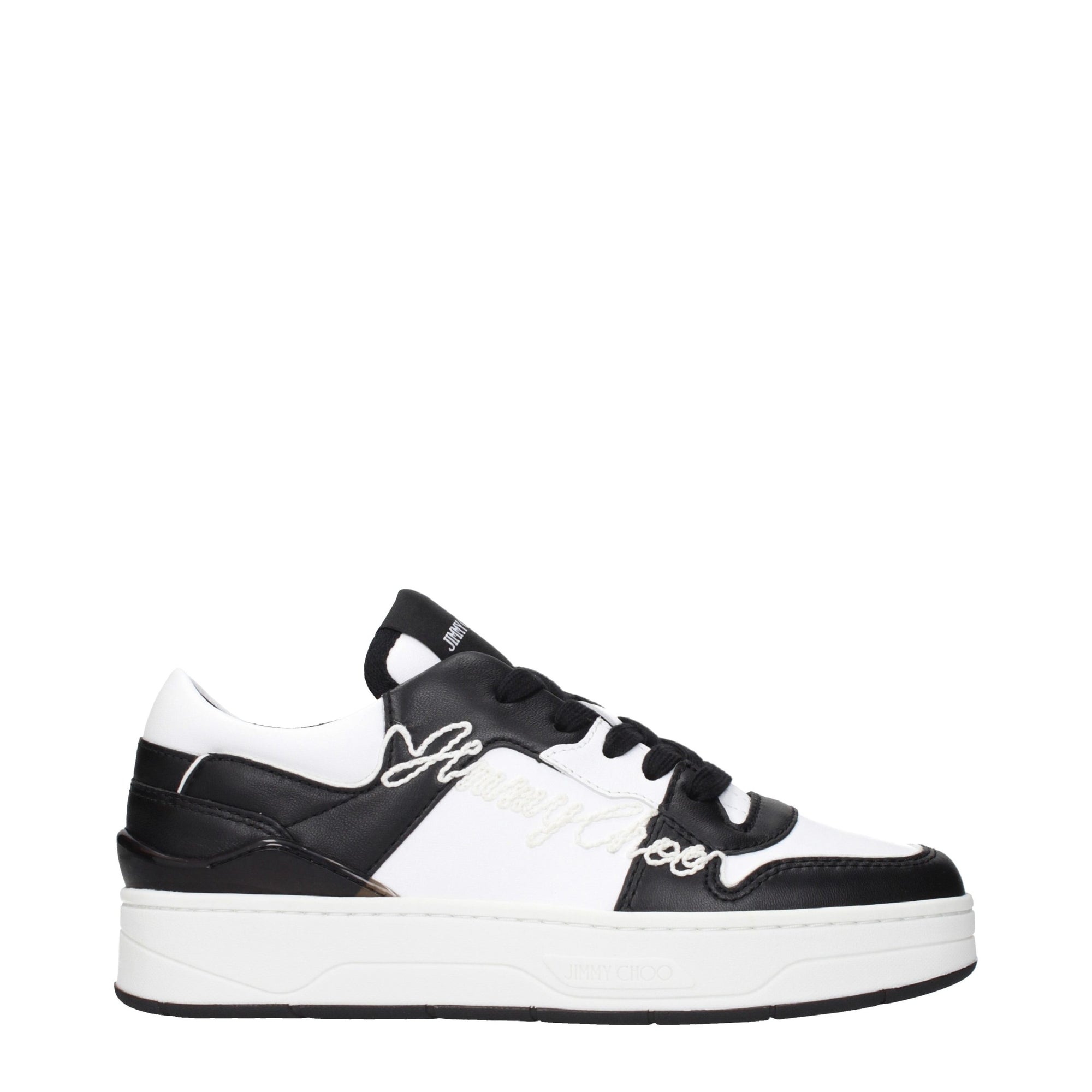 Jimmy Choo Florent Leather Low Top Sneakers - Black &amp; White
