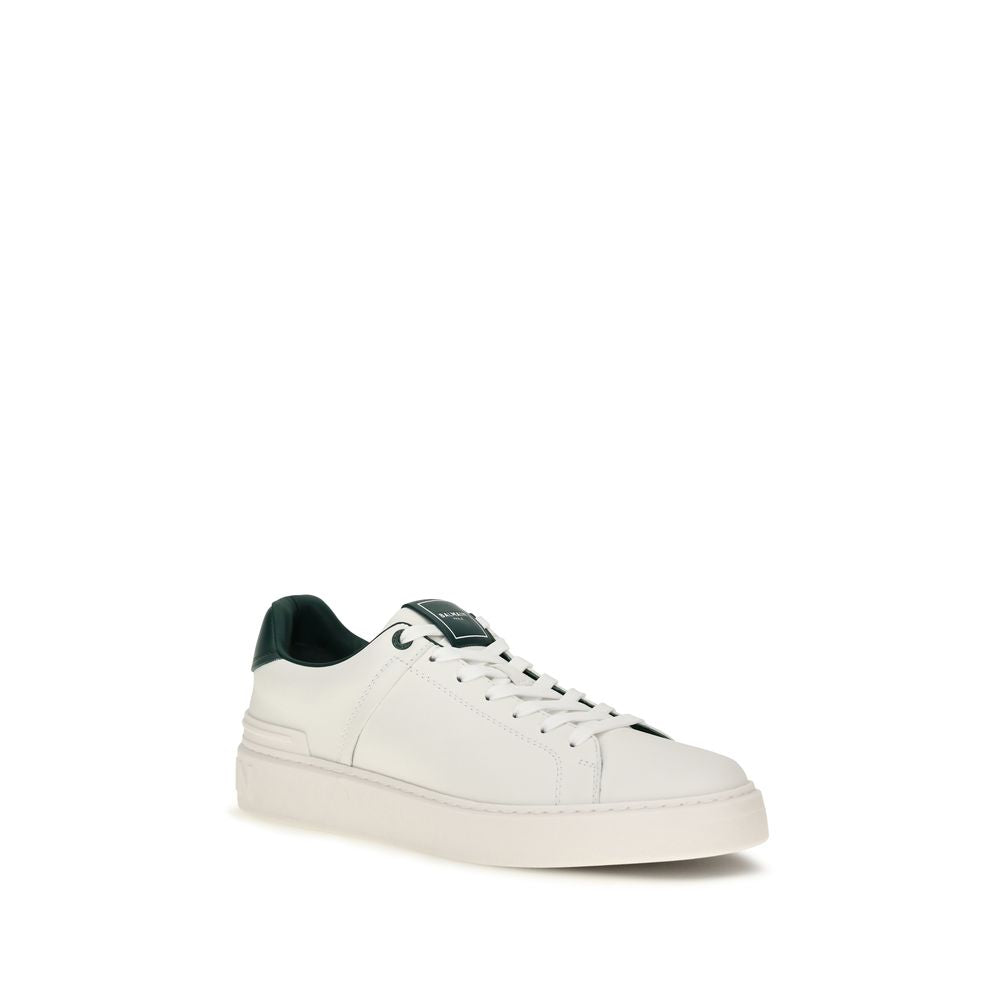 Balmain B-Court Leather Sneakers - White &amp; Green