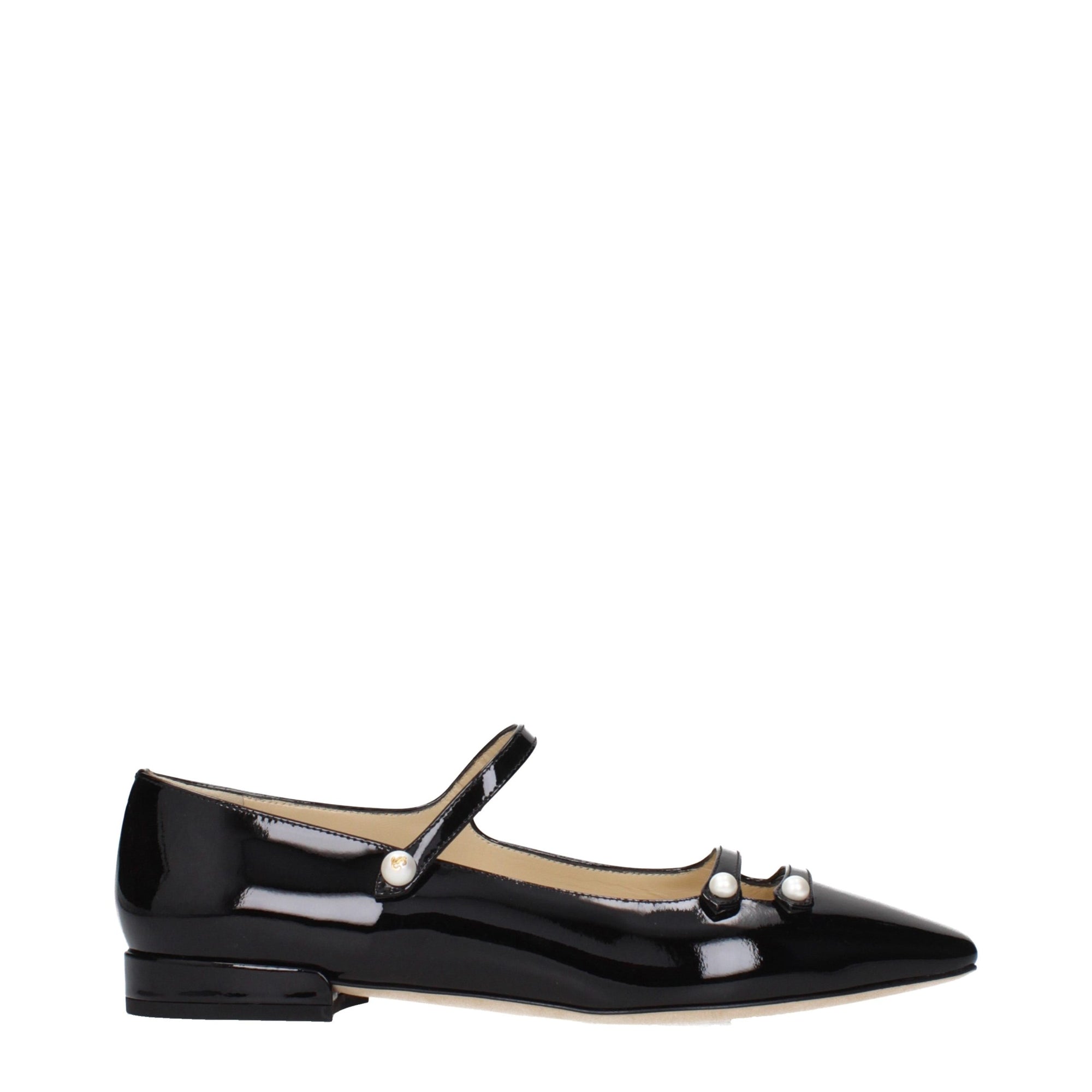 Jimmy Choo Anya Leather Mary Jane-Ballet Flats - Black
