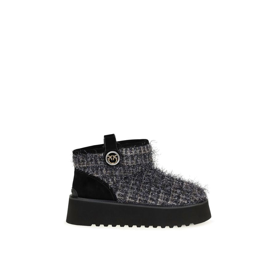 PINKO Chunky Sole Tweed Ankle Boots