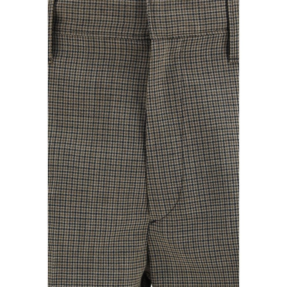 Prada Wool Checked Tailored Suit Pants - Brown