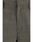 Prada Wool Checked Tailored Suit Pants - Brown