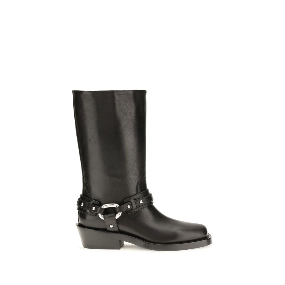 Rabanne Mid-Calf Leather Boots - Black