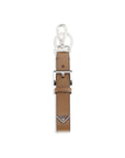 Prada Leather Saffiano Triangle Keyring - Tan Brown