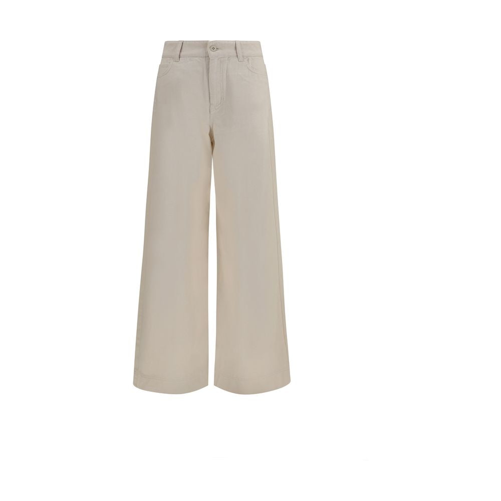 Max Mara Cotton Wide Leg Pants - Cool Beige