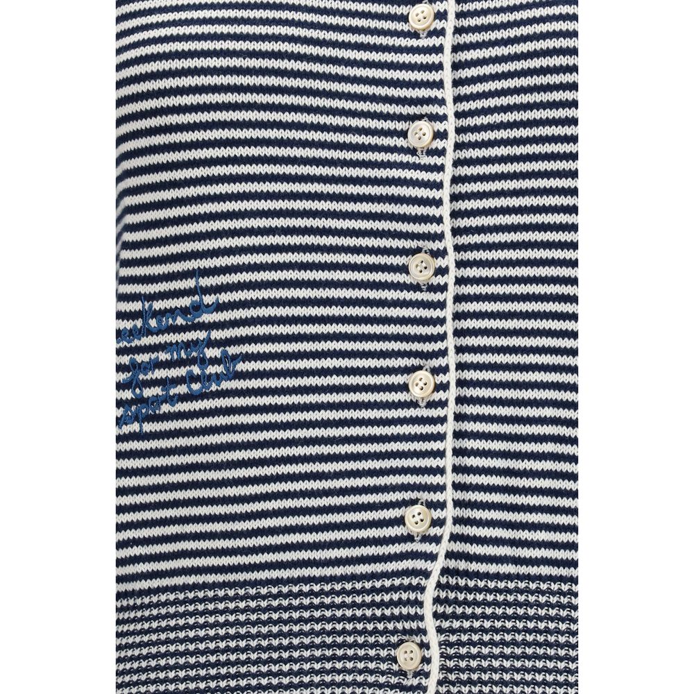 Max Mara Intarsia Cotton Knit Cardigan - Blue