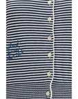 Max Mara Intarsia Cotton Knit Cardigan - Blue